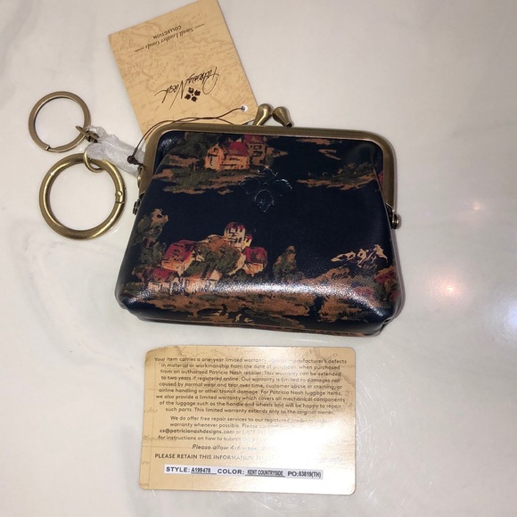 Patricia Nash Borse Leather Kiss Lock Coin Purse Kent Countryside NWT & Card - Picture 14 of 16